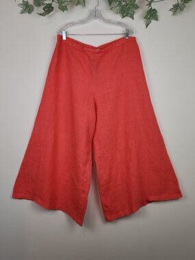 Bryn Walker Size XXL Orange Linen Cropped Wide Leg Pull-on Pants NWT